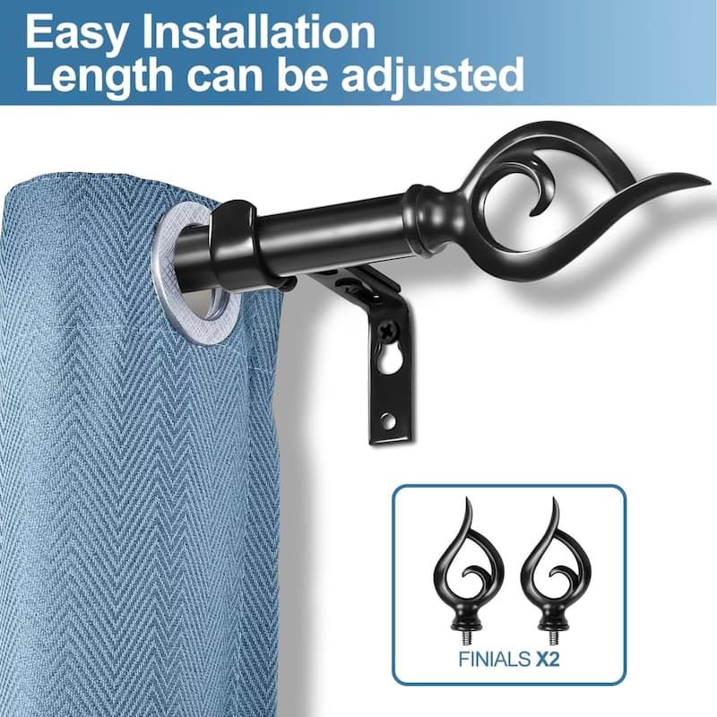 1-inch Diameter Flame Adjustable Single Drapery Curtain Rod