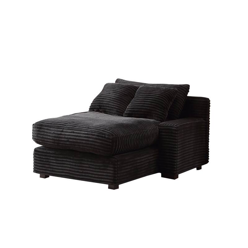 Corduroy Upholstered Lounge Chair with Storage Ottoman, Modern Leisure Sofa Chair, Chaise Reading Chair for Living Room, Bedroom