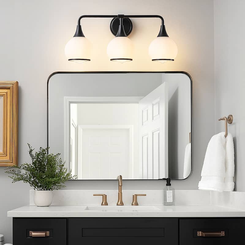 Modern Vanity Lights Dimmable Bathroom Light Fixtures with Glass Shade
