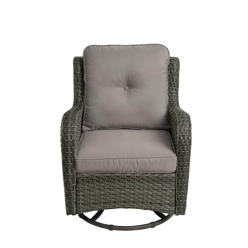 Outdoor Patio Woven Rattan Swivel Rocking Chair with Cushions
