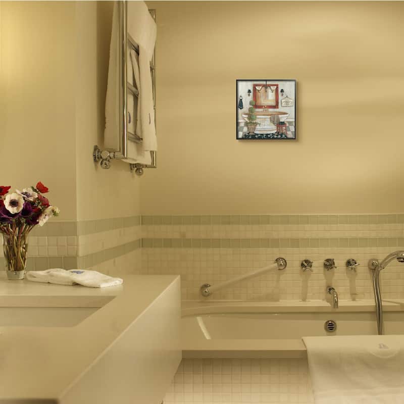 Stupell Chic Bathroom Interior Traditional Home Charm Framed Wall Art, 12 x 12