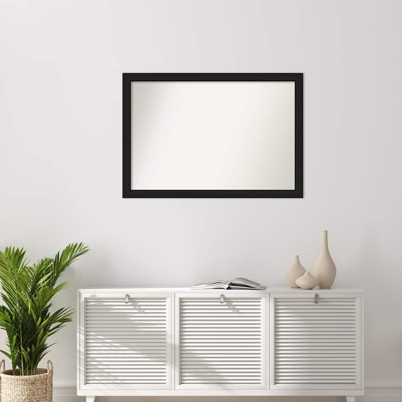 Midnight Black Narrow Non-Beveled Wood Framed Wall Mirror - Midnight Black Narrow