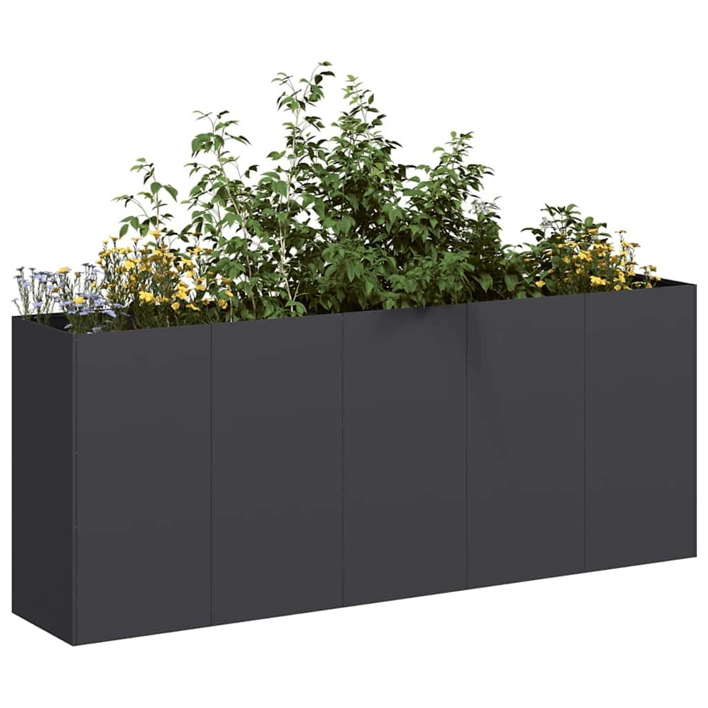 vidaXL Planter Black Cold-rolled Steel Large Durable Planter - 15.7 x 78.7 x 31.5 in