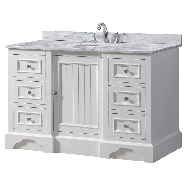 Kingswood 48 in. Vanity in White with White Carrara Marble Top