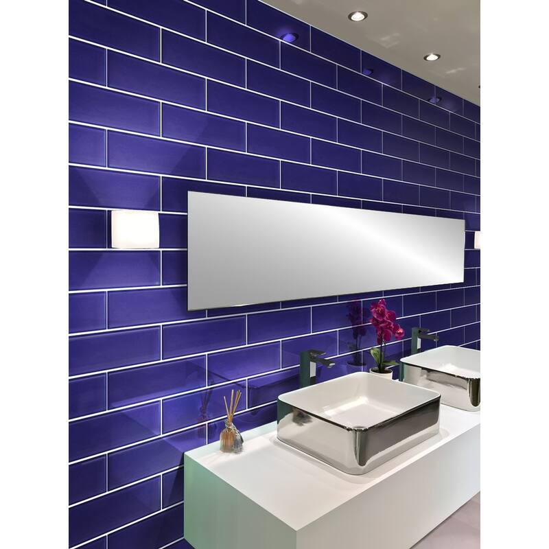 Apollo tile 3" x 12" Colorway Glossy Cobalt Blue Glass Tile (5 sq ft/case) - 20 Pack