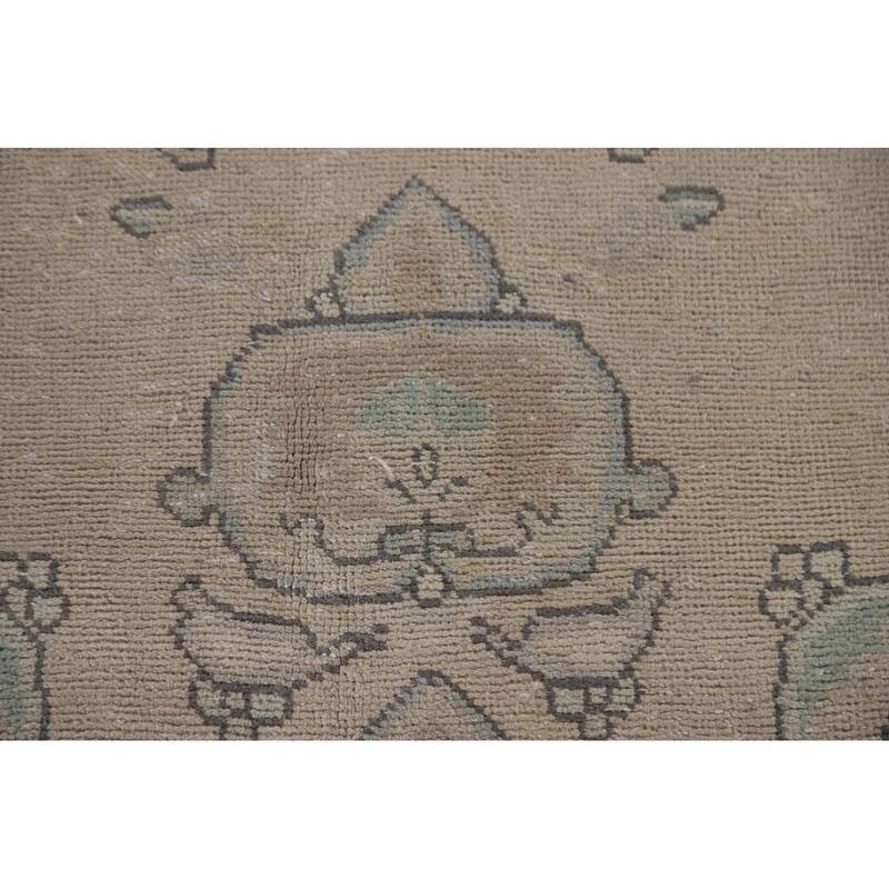 Hand Knotted Oriental 100% Wool Carpet Traditional Medallion Beige & Ivories Tabriz Area Rug - 11' 2'' X 8' 1''