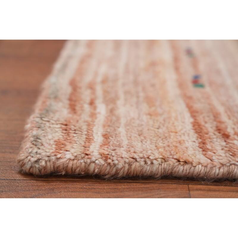 Hand Knotted Oriental Viscose Silk Carpet Tribal Animal Pictorial Peach Gabbeh Area Rug - 9' 10'' X 8' 2''