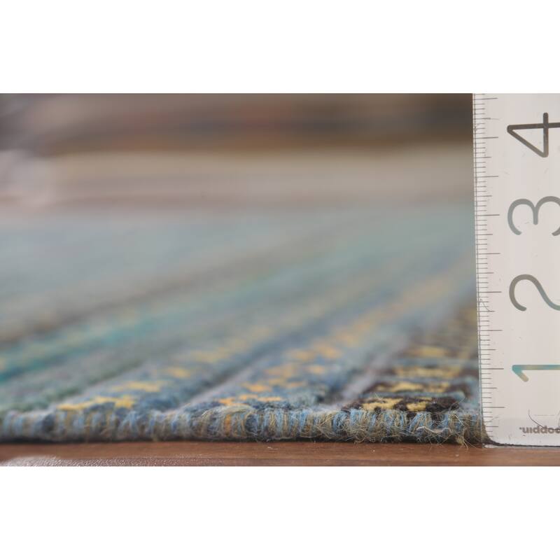 Striped Moroccan Oriental Area Rug Hand-Knotted Wool Carpet - 9'0" x 12'2"