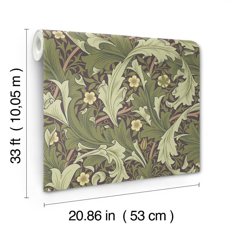 A-Street Prints Granville Plum Leafy Vine Wallpaper
