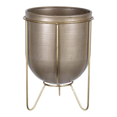 Bronze and Gold Metal Plant Pot