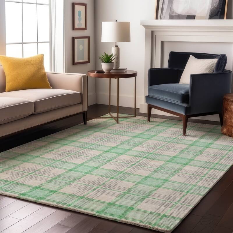 Premium Washable Super Soft Plaid Mayfield Rug - Seafoam - 10' x 14'