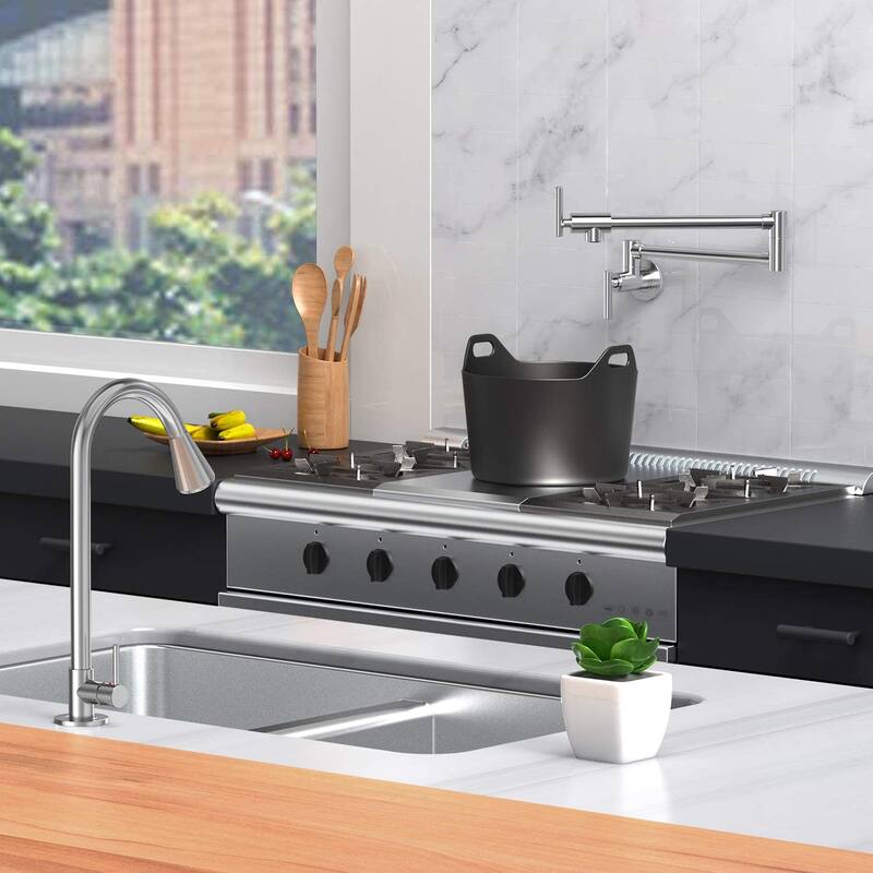 Modern Wall Mounted Pot Filler with Dual Swing Joints