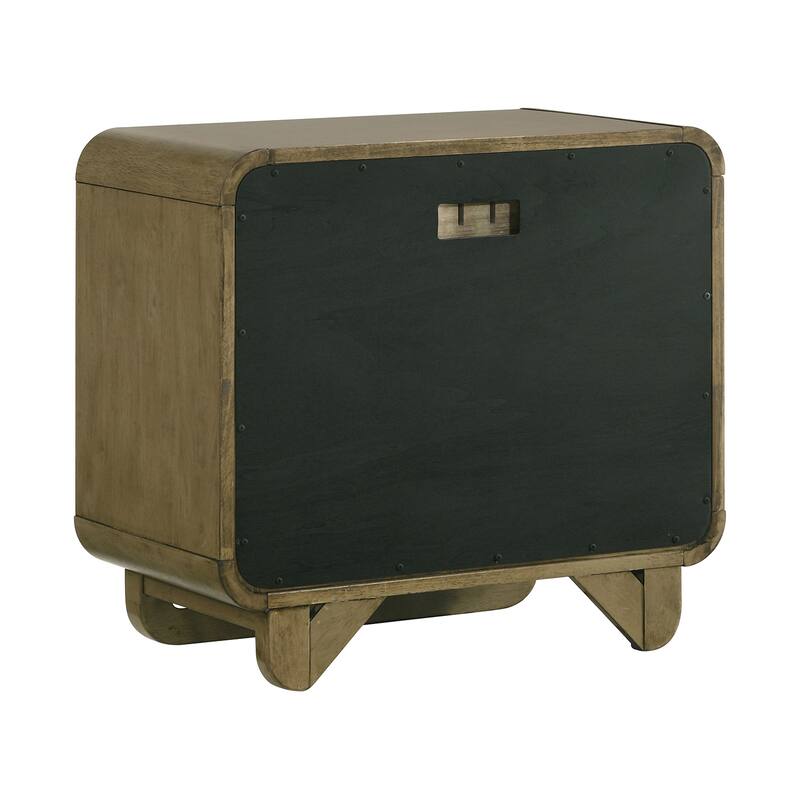 2 Drawers Wooden Nightstand with Cord Management in Nutmeg