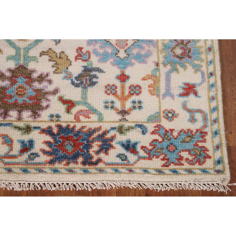 Ivory Floral Oushak Oriental Accent Rug Handmade Wool Carpet - 3'1"x 4'10"