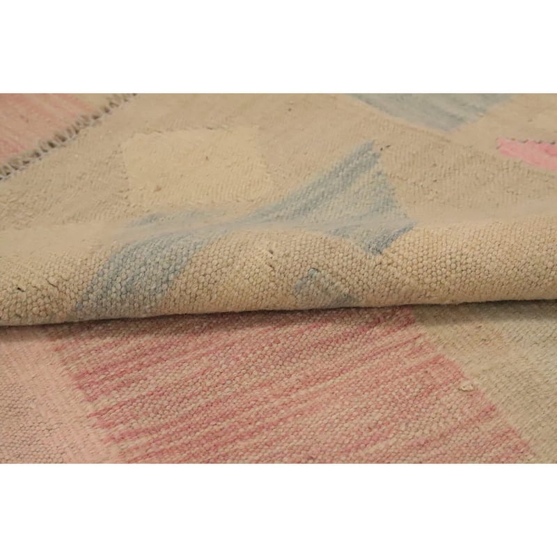 Hand Woven Oriental 100% Wool Carpet Southwestern Tribal Multi-Colored Kilim Area Rug - 9' 10'' X 7' 11''