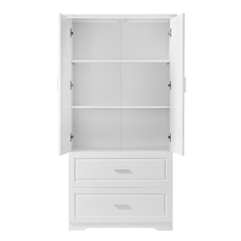 GDFStudio - Nolan Tall Bathroom Storage Cabinet with Drawers, Doors, and Adjustable Shelves