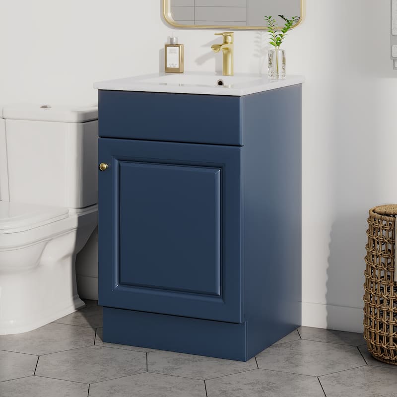 20" Bathroom Vanity with Sink, Vanity Cabinet with Door Shelf and Adjustable Shelf