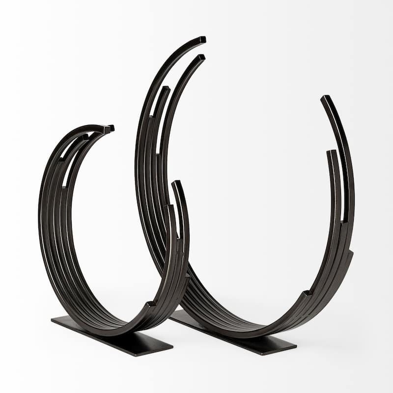 HomeRoots 20" Black Iron Modern Abstract Tabletop Sculpture