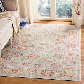 SAFAVIEH Sevilla Kacandone Traditional Oriental Viscose Rug - Light Blue/Multi - 4' x 5' 7"
