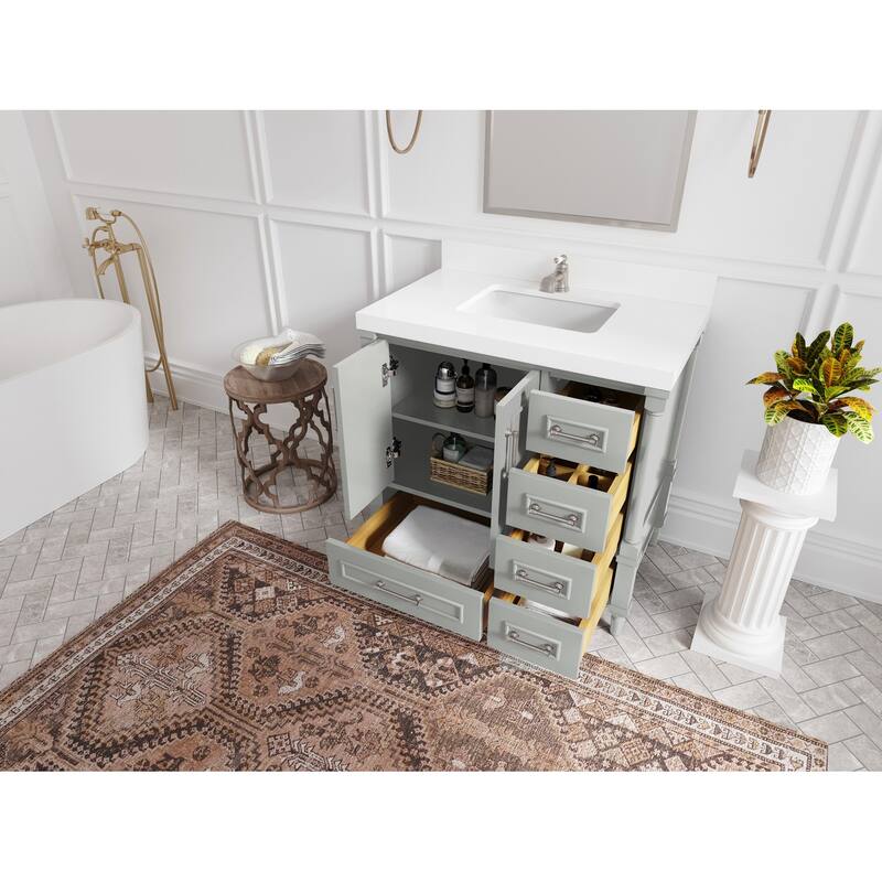 Willow Collections 36 in. W x 22 in. D Aberdeen Center Sink Left Bathroom Vanity with Countertop