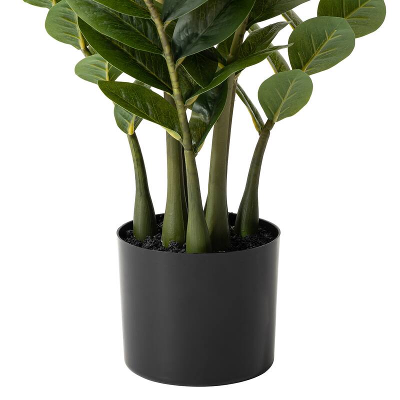 Glitzhome 2.75ft. Zamioculcas Artificial Plant Faux Money Tree in Pot - 17.00"D X 33.00"H