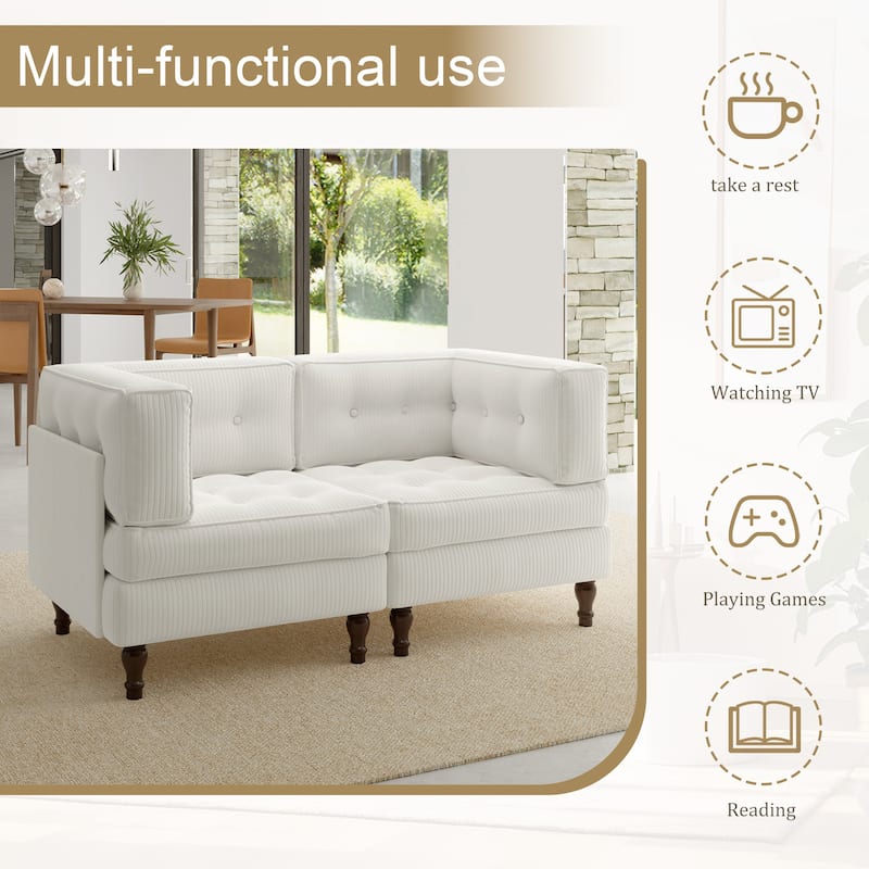 Oversized Sofa Corduroy Tufted Modular Sectional Set