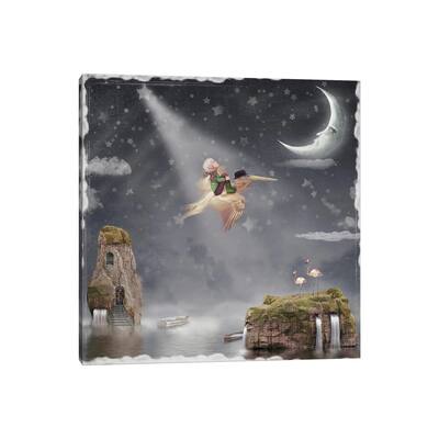 iCanvas "Child And Pelican Flying In The Night Sky" by natamc Canvas Print
