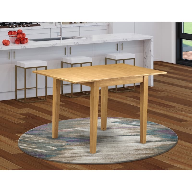 Rectangular Dining Table - 30x48 Inch Table with Drop Leaves - Solid Wood Kitchen Table - Linen Oak Finish - 54
