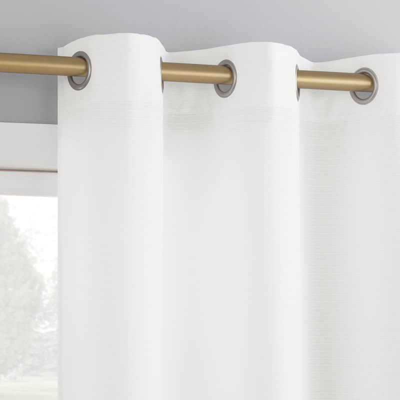 No. 918 Landon Textured Semi-Sheer Grommet 1-Piece Curtain Panel, Single Panel - 40" x 84" - White