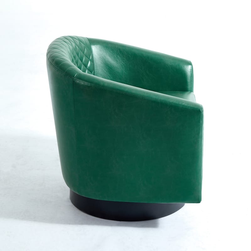 Faux Leather Nailheads Swivel Barrel Chair Set of 2