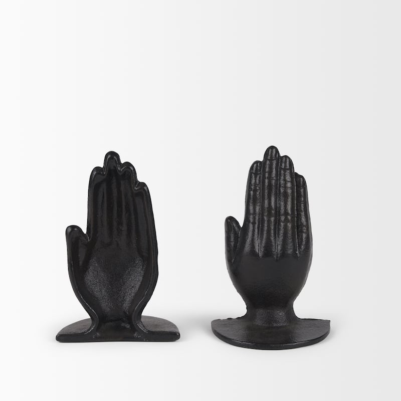 Praying Hands Bronze Cast Iron Book Ends - 5.9L x 4.7W x 7.2H