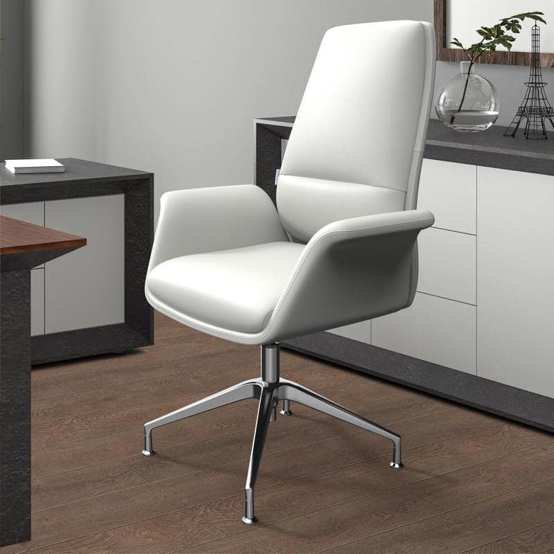 Summit Leather Office Chair with Aluminum Frame, Adjustable Height, Swivel, Sponge Cushion, Easy-Clean Design & Quick Assembly
