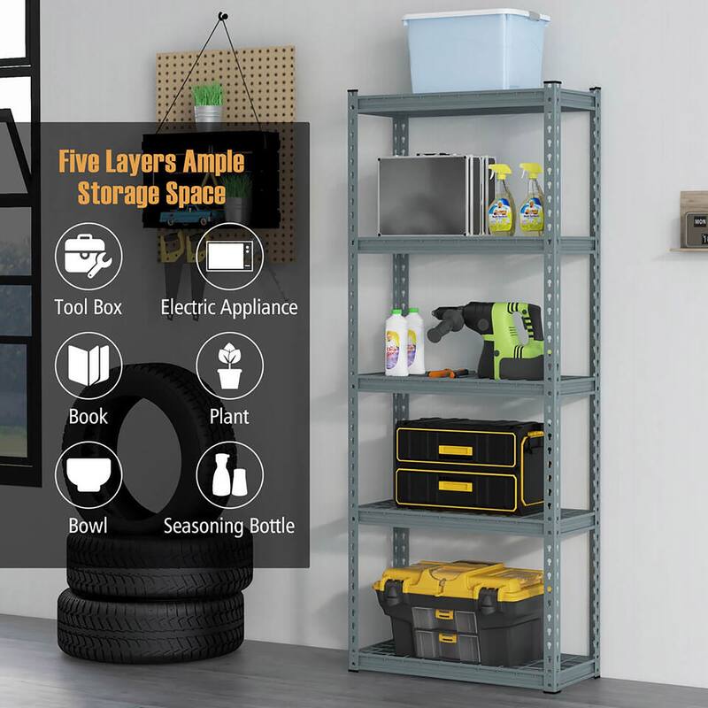 Gymax 2 PCS 5-Tier Metal Shelving Unit Heavy Duty Wire Storage Rack