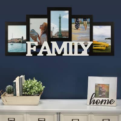 Adeco Decorative Wood 'Family' Wall Hanging 4 x 6-inch Photo Frame