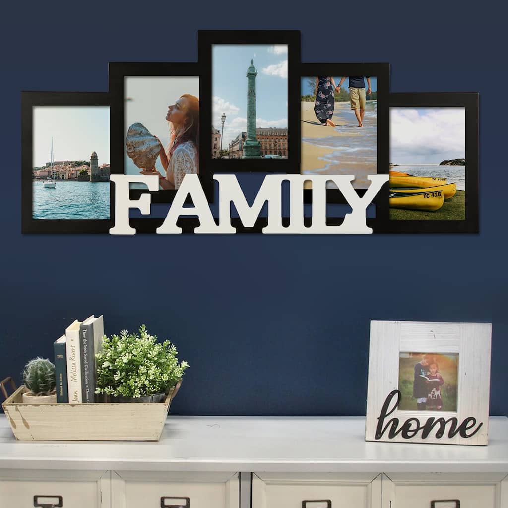 Adeco Decorative Wood 'Family' Wall Hanging 4 x 6-inch Photo Frame