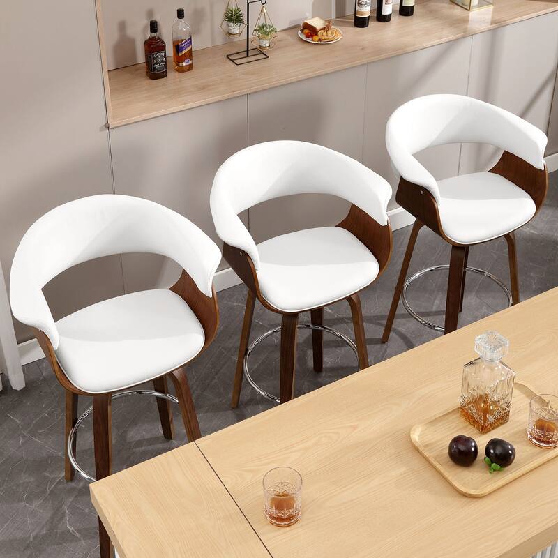 Modern Swivel Bar Stools Upholstered Counter Height Stools, Set of 2