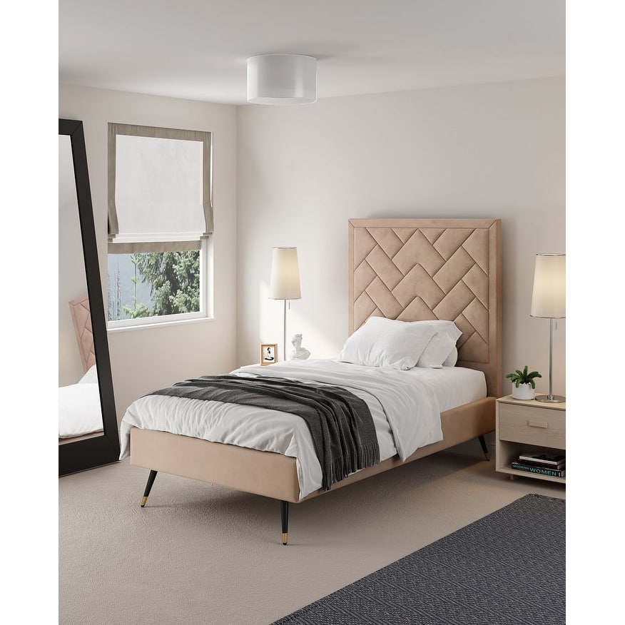 Manhattan Comfort Crosby Velvet Upholstered Bed