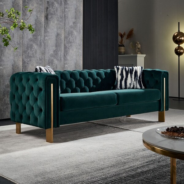 Modern Casual Tufted chesterfield Sofa with Metal Legs. On Sale Bed Bath Beyond 36103765