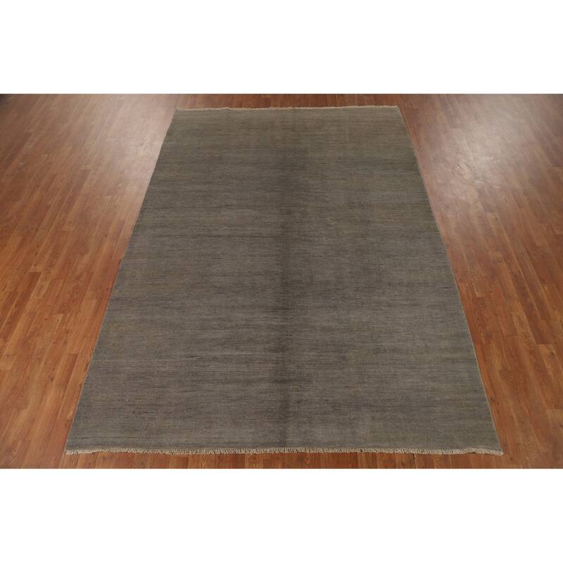 Gabbeh Modern Area Rug Hand-Knotted Stripe Wool Carpet - 6'7"x 9'3"