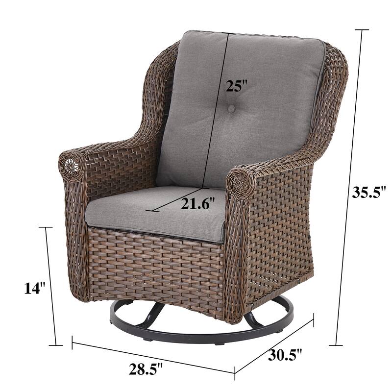 2 Piece Outdoor Swivel Chairs with Cushion