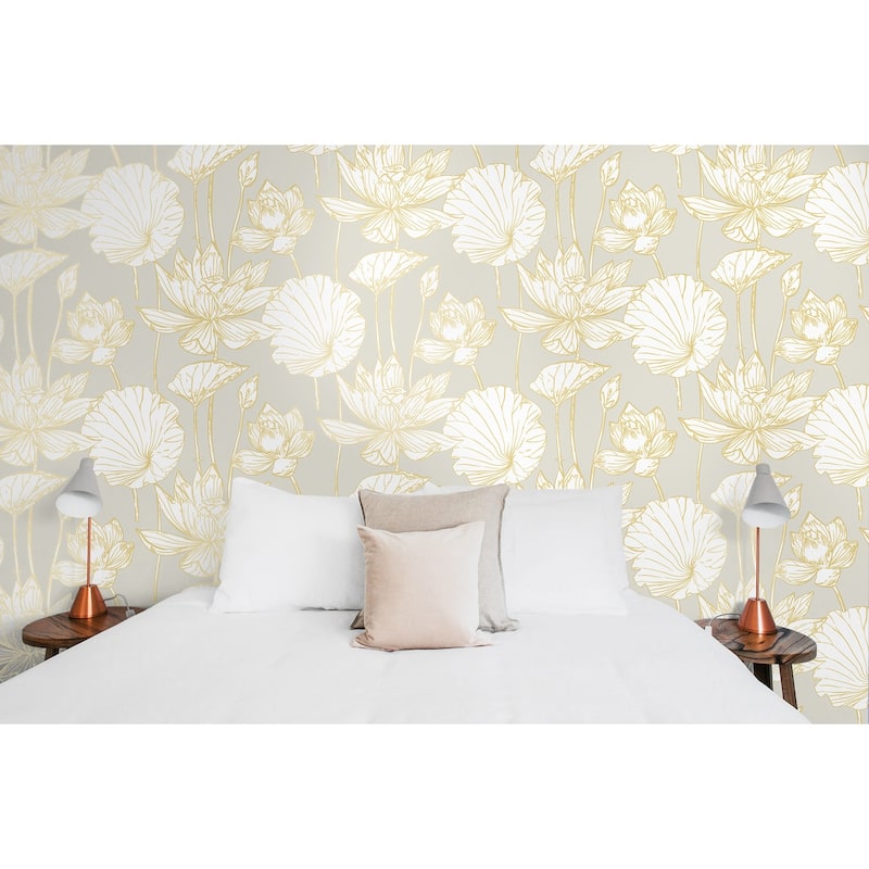 NextWall Lotus Floral Peel and Stick Wallpaper
