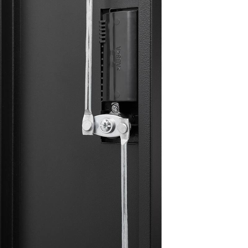 Anmytek Black Lockable Storage Cabinet with Hanging Rod and Adjustable Shelves Secure Wardrobe for Bedroom and Living Room