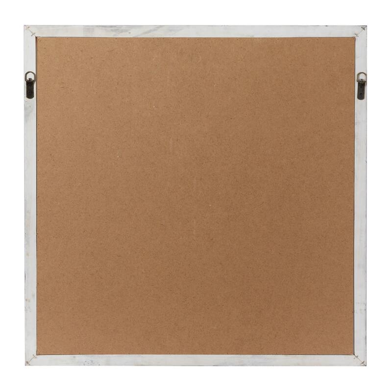 Wood Floral Wall Mirror with Carved Overlay and Brown Frame - White - Roche River Decor - 1"W x 30"L x 30"H