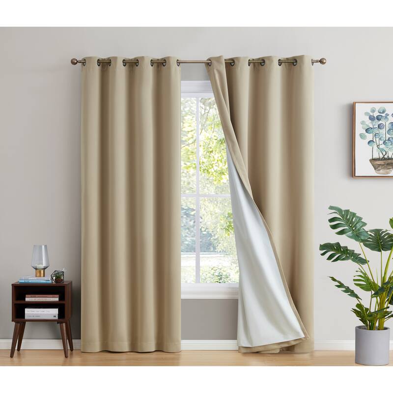 Dakota Complete Blackout Drapery Heavy Thermal Insulated Efficient Window Curtain Grommet Panels, 2 Panels - 52 W x 84 L per panel - Set of 2 - Taupe