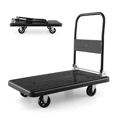 Costway Folding Push Cart Dolly Platform Hand Truck with 360° Swivel - See Details