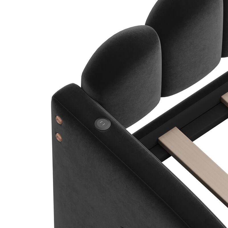 Upholstered Daybed with Trundle ,with USB Charging Ports