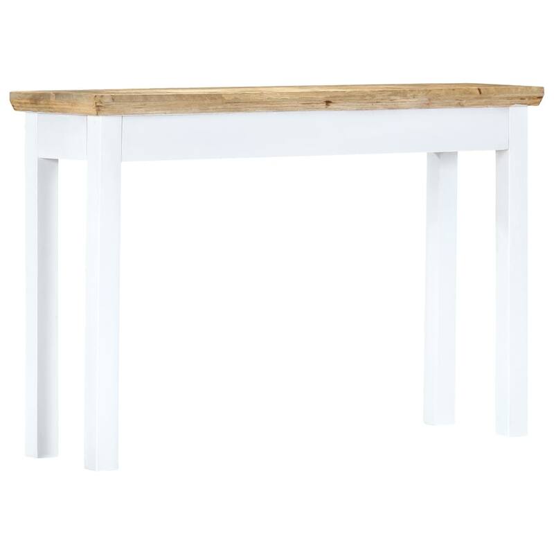 vidaXL Console Table White and Brown 43.3"x13.7"x29.5" Solid Mango Wood