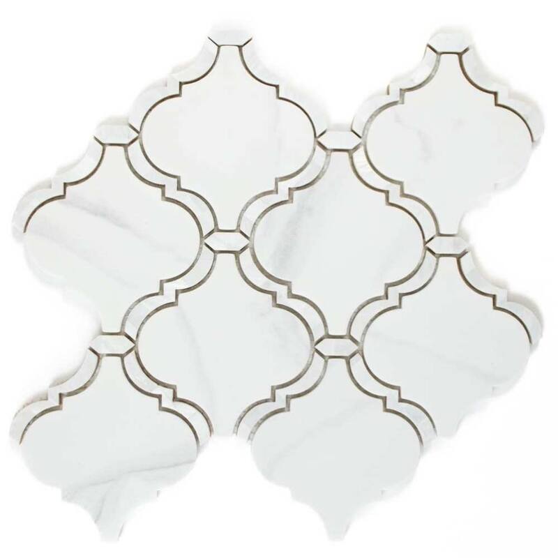 Tahitian Pearl 14in x 14.5in Glass Mosaic Backsplash Wall Tile