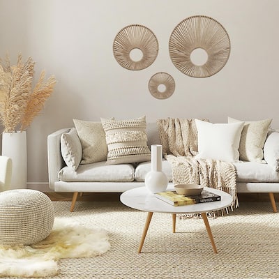 American Art Decor Woven Paper Rope Wall Decor, Set of 3 - Natural