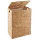 preview thumbnail 4 of 22, Large Laundry Hamper Basket w Lid and Liner Water Hyacinth Natural